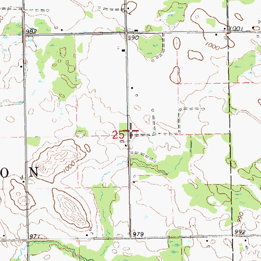 Topographic Map of Morton Cemetery, MI