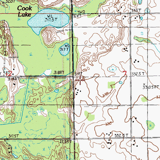Topographic Map of Kirschner Farm Cemetery, MI