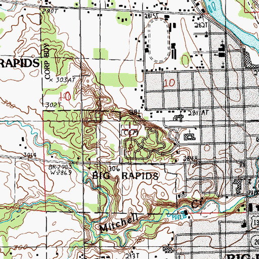 Topographic Map of Highland View Cemetery, MI
