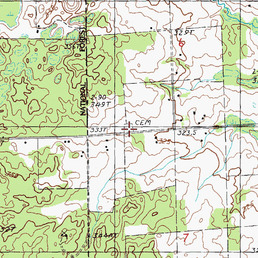 Topographic Map of Van Gilder Cemetery, MI