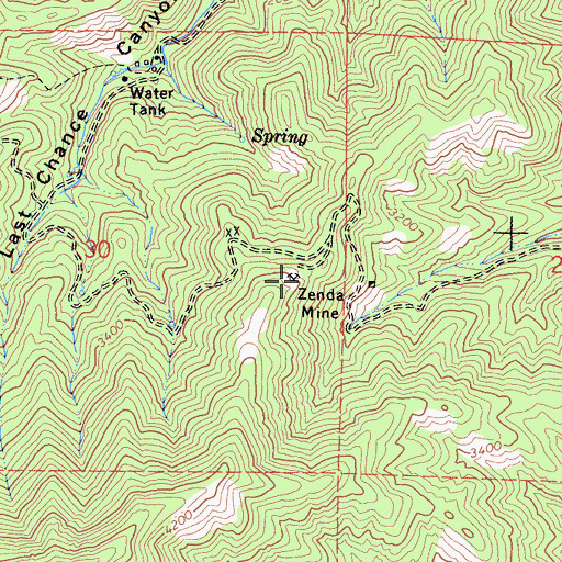 Topographic Map of Zenda Mine, CA