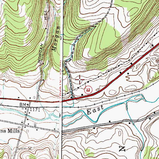 Topographic Map of Frosty Morning Farm, NY