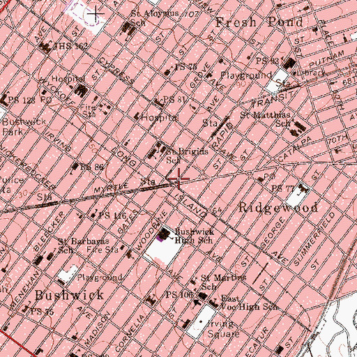 Topographic Map of Parthenon Theatre (historical), NY