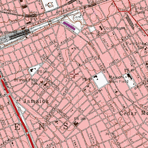 Topographic Map of Plaza Theatre (historical), NY