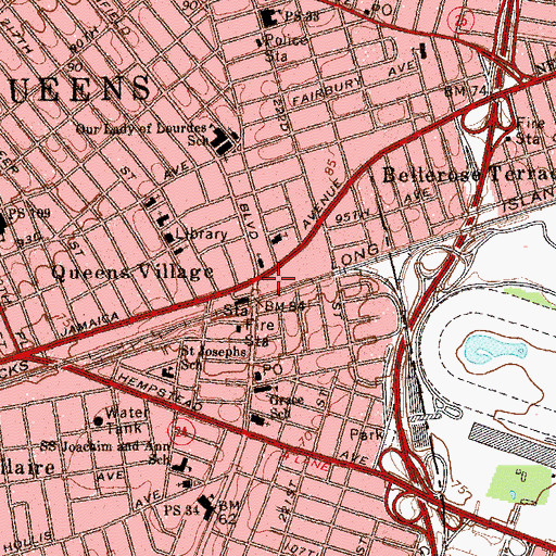 Topographic Map of Queens Theatre (historical), NY