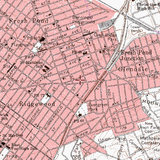 Topographic Map of Ritz Theater (historical), NY
