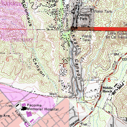 Topographic Map of Kagel Canyon, CA