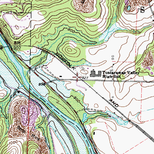 Topographic Map of Tuscarawas Valley Middle School, OH