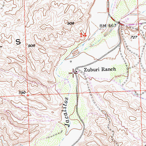 Topographic Map of Zuburi Ranch, CA