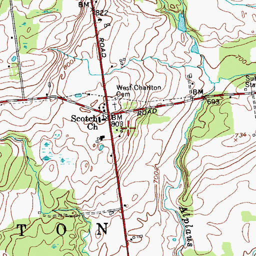 Topographic Map of Balnakill Farms, NY