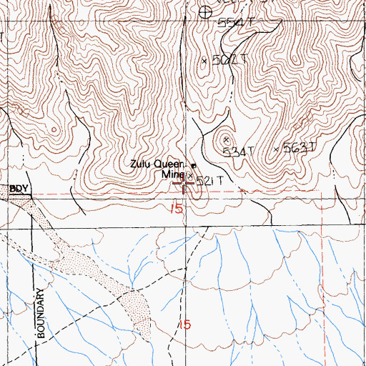 Topographic Map of Zulu Queen Mine, CA