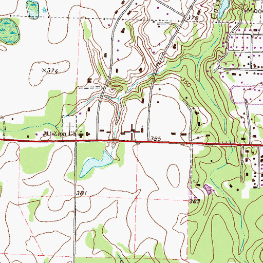 Topographic Map of Unity Baptist Church, GA