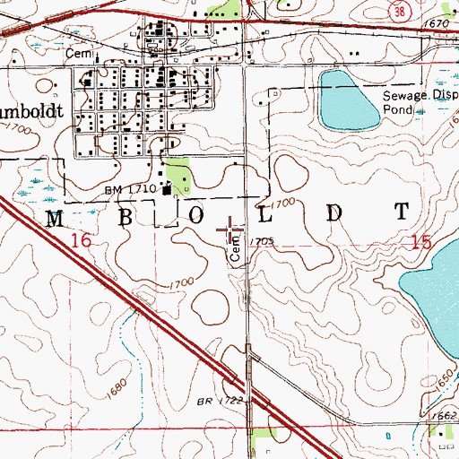 Topographic Map of Our Lady of Lourdes Cemetery, SD