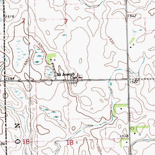 Topographic Map of Saint Joseph Catholic Cemetery, SD