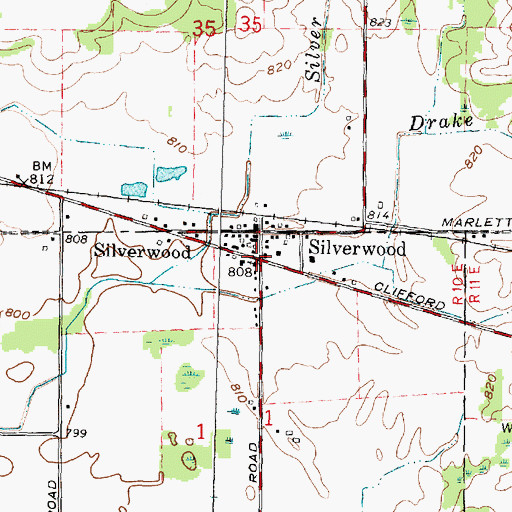 Topographic Map of Silverwood Post Office, MI