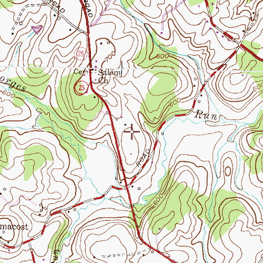 Topographic Map of Martins Tree Farm, MD
