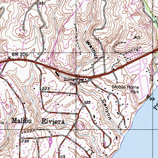 Topographic Map of Los Angeles County Fire Department Station 71, CA