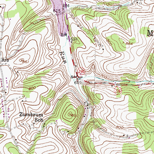 Topographic Map of Bange Farms, PA