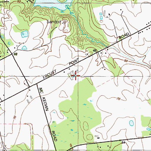 Topographic Map of Locust Point Farm, MD