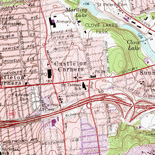 Topographic Map of Castleton Hill Moravian Church, NY