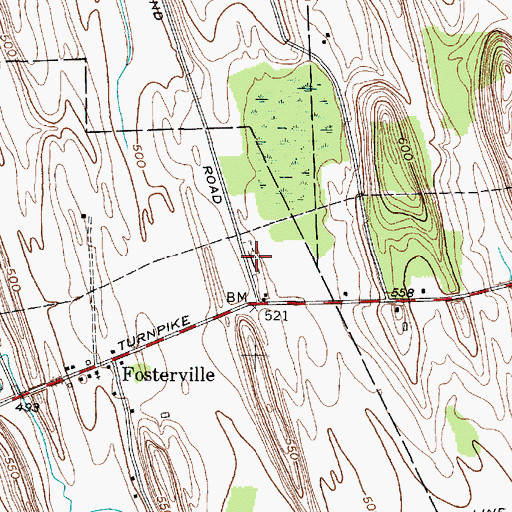 Topographic Map of Fosterville Cemetery, NY