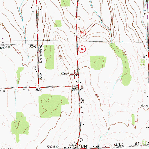 Topographic Map of Arnold - Comstock Cemetery, NY
