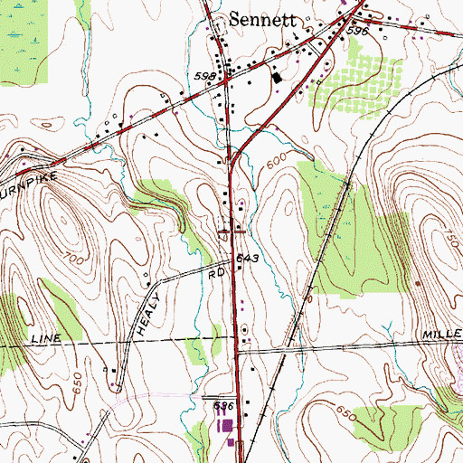 Topographic Map of Sennett Rural Cemetery, NY