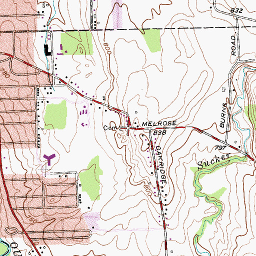 Topographic Map of Melrose Cemetery, NY