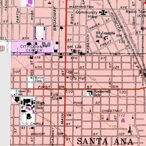 Topographic Map of Yost Theatre (historical), CA