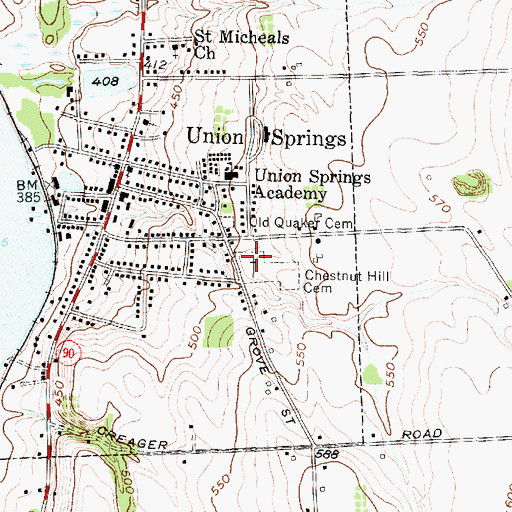 Topographic Map of Saint Michaels Cemetery, NY