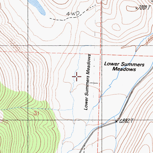 Topographic Map of Lower Summers Meadows, CA