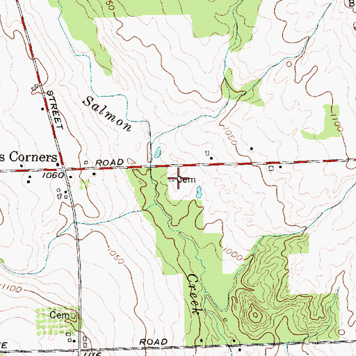 Topographic Map of Bolts Corners Cemetery, NY