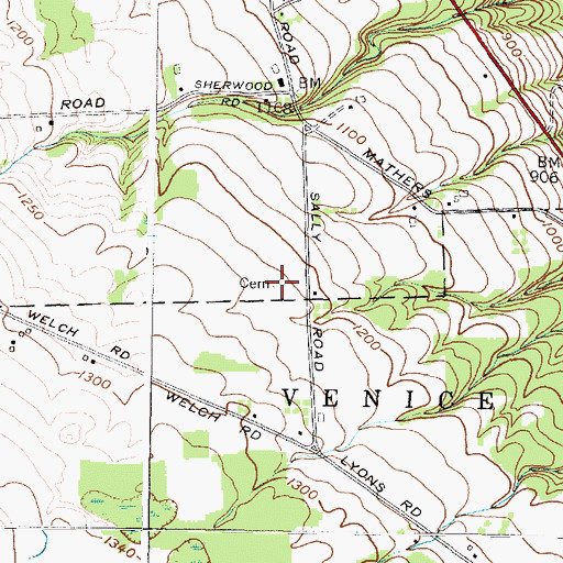 Topographic Map of Humphrey Howland Cemetery, NY