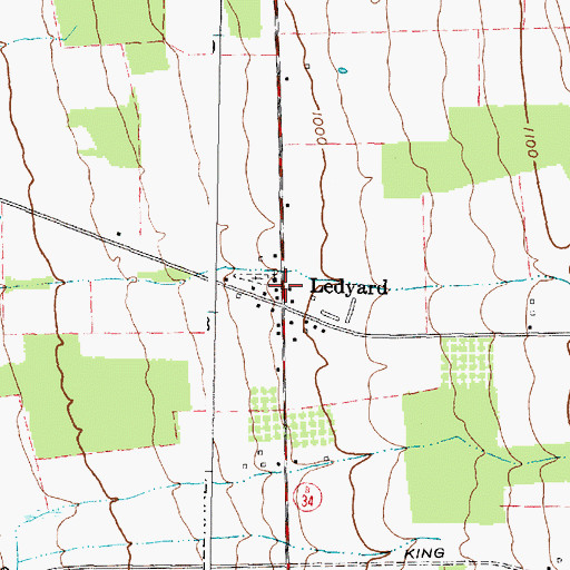 Topographic Map of Ledyard Church, NY