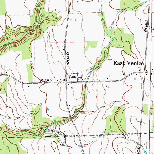 Topographic Map of East Venice Cemetery, NY