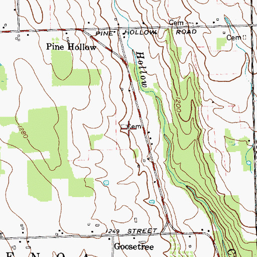 Topographic Map of Pine Hollow Cemetery, NY