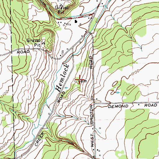 Topographic Map of Edsall Cemetery, NY