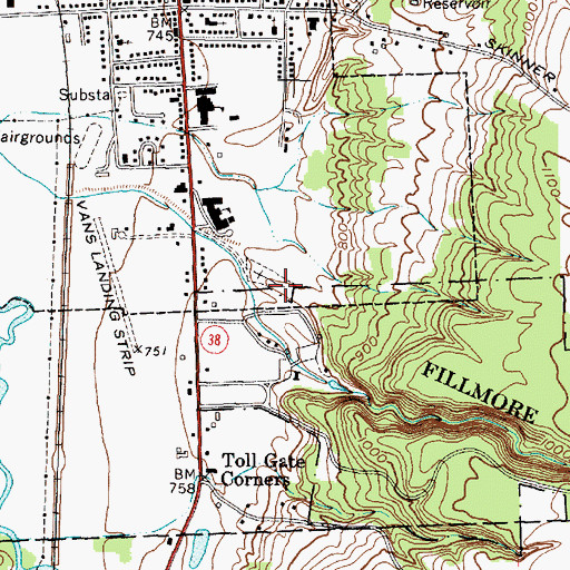 Topographic Map of Dry Creek Cemetery, NY
