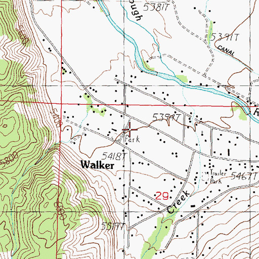 Topographic Map of Walker, CA