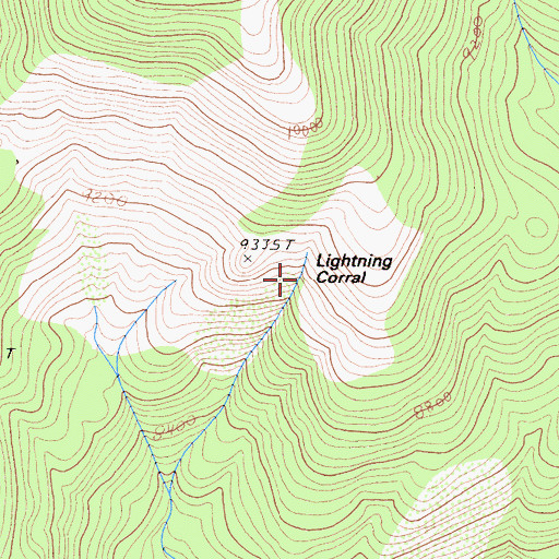 Topographic Map of Lightning Corral, CA