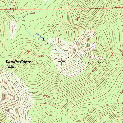 Topographic Map of Saddle Camp Pass, CA