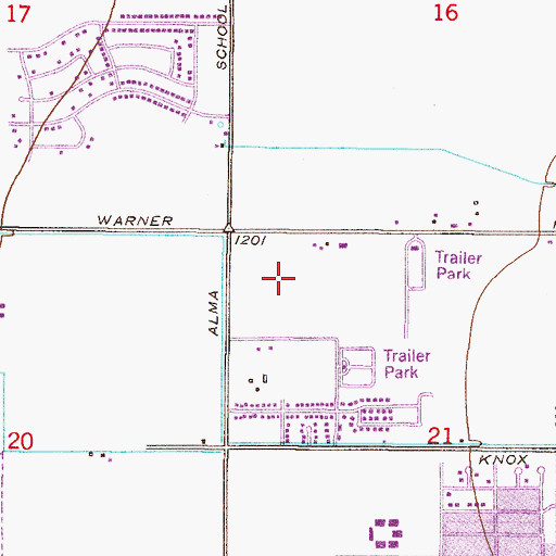 Topographic Map of Warner Park, AZ