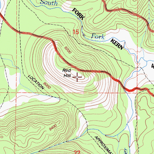 Topographic Map of Red Hill, CA
