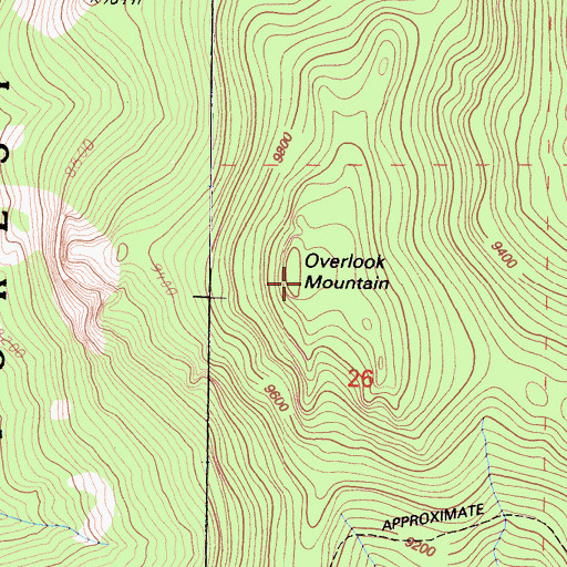 Topographic Map of Overlook Mountain, CA