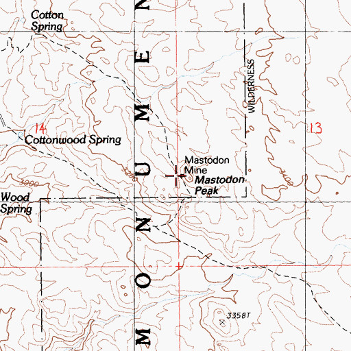 Topographic Map of Mastodon Peak, CA