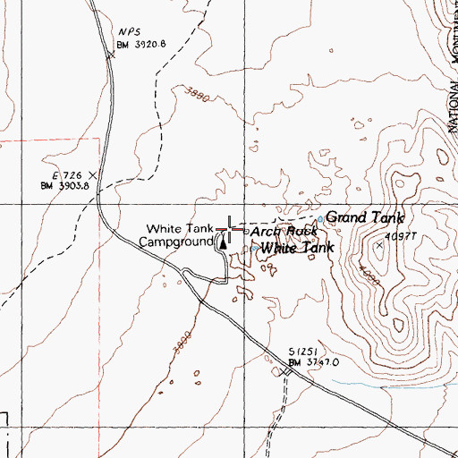 Topographic Map of Arch Rock, CA