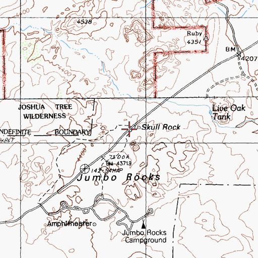 Topographic Map of Skull Rock, CA