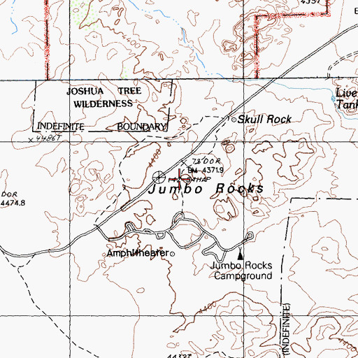 Topographic Map of Jumbo Rocks, CA