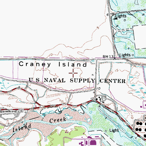 Topographic Map of Portsmouth City Craney Island Landfill, VA