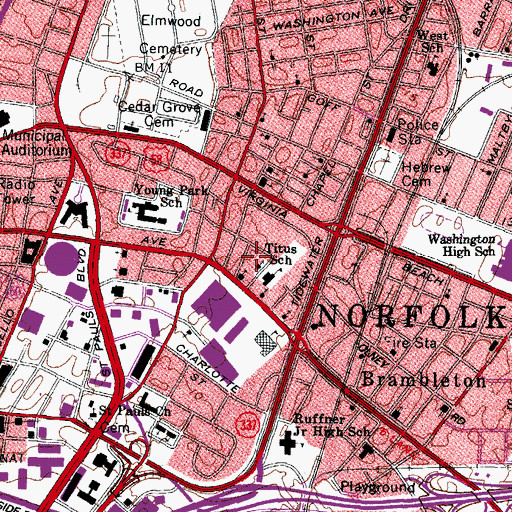 Topographic Map of Church Street Shopping Center, VA
